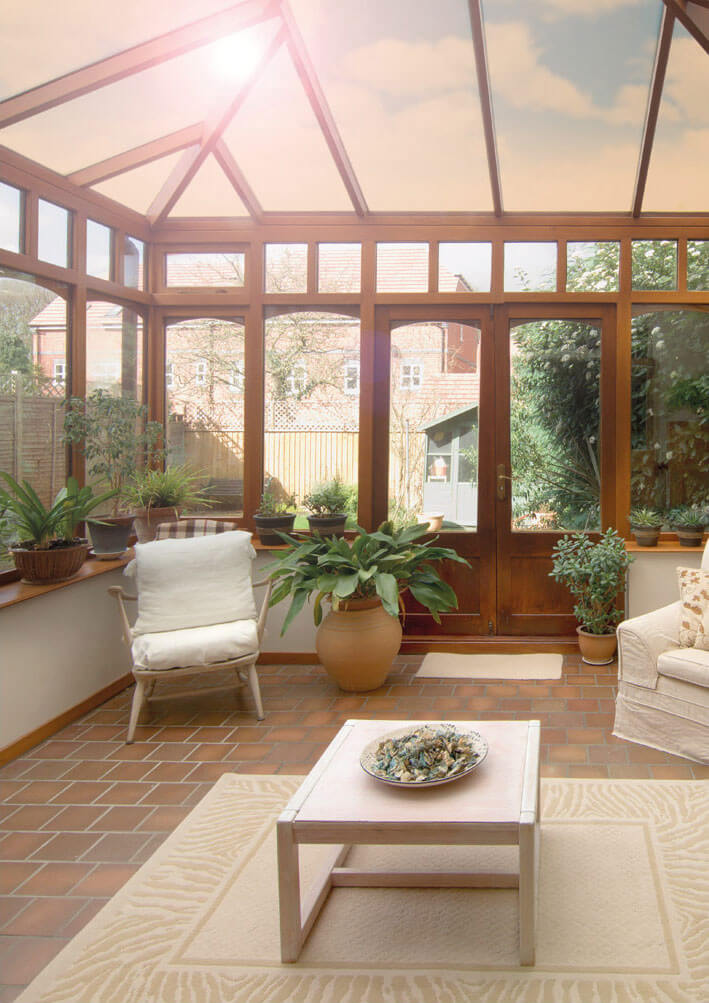 bronze tinted conservatory roof glass